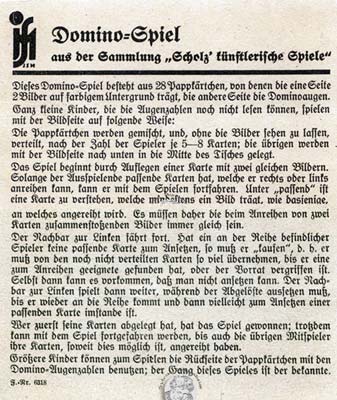 Märchen-Domino vom Verlag Josef Scholz von 1930, komplett