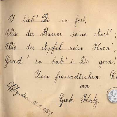 antikes Poesielalbum von 1909 - 1915