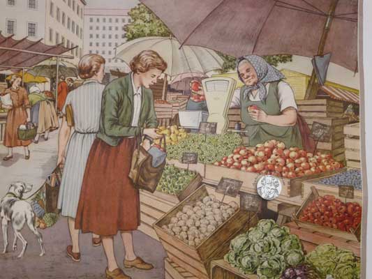 Auf dem Markt - Rollbild für Schulen