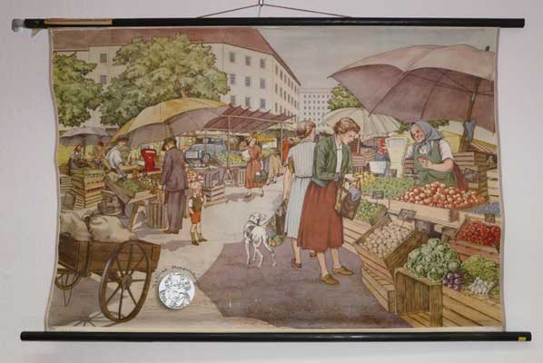 Auf dem Markt - Rollbild für Schulen
