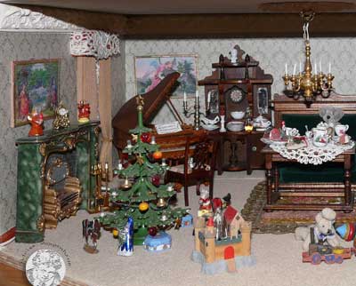 Große 1:12 Puppenstube, der Salon links - Bild 1