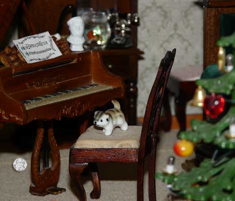 Große 1:12 Puppenstube, der Salon links