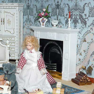 Schlafzimmer mit Kamin